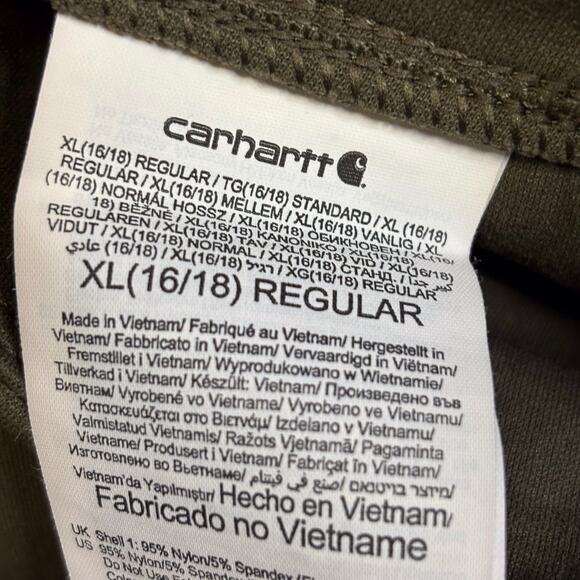 Carhartt Womens Fitted Fit Midweight Leggings Side Pockets Olive Green XL 16/18 - Picture 5 of 5